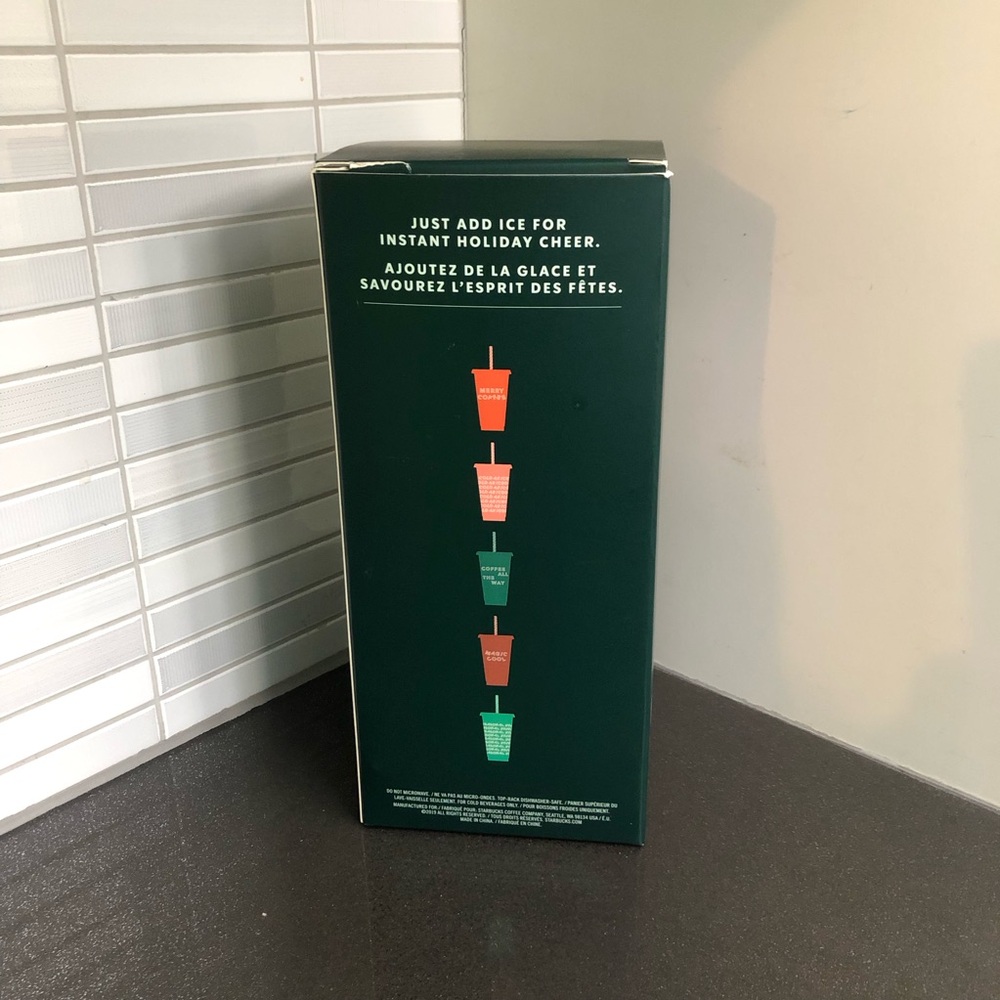 NWT Limited Edition Holiday 2019 Starbucks - 4 Reusable Cold Cups (one removed)